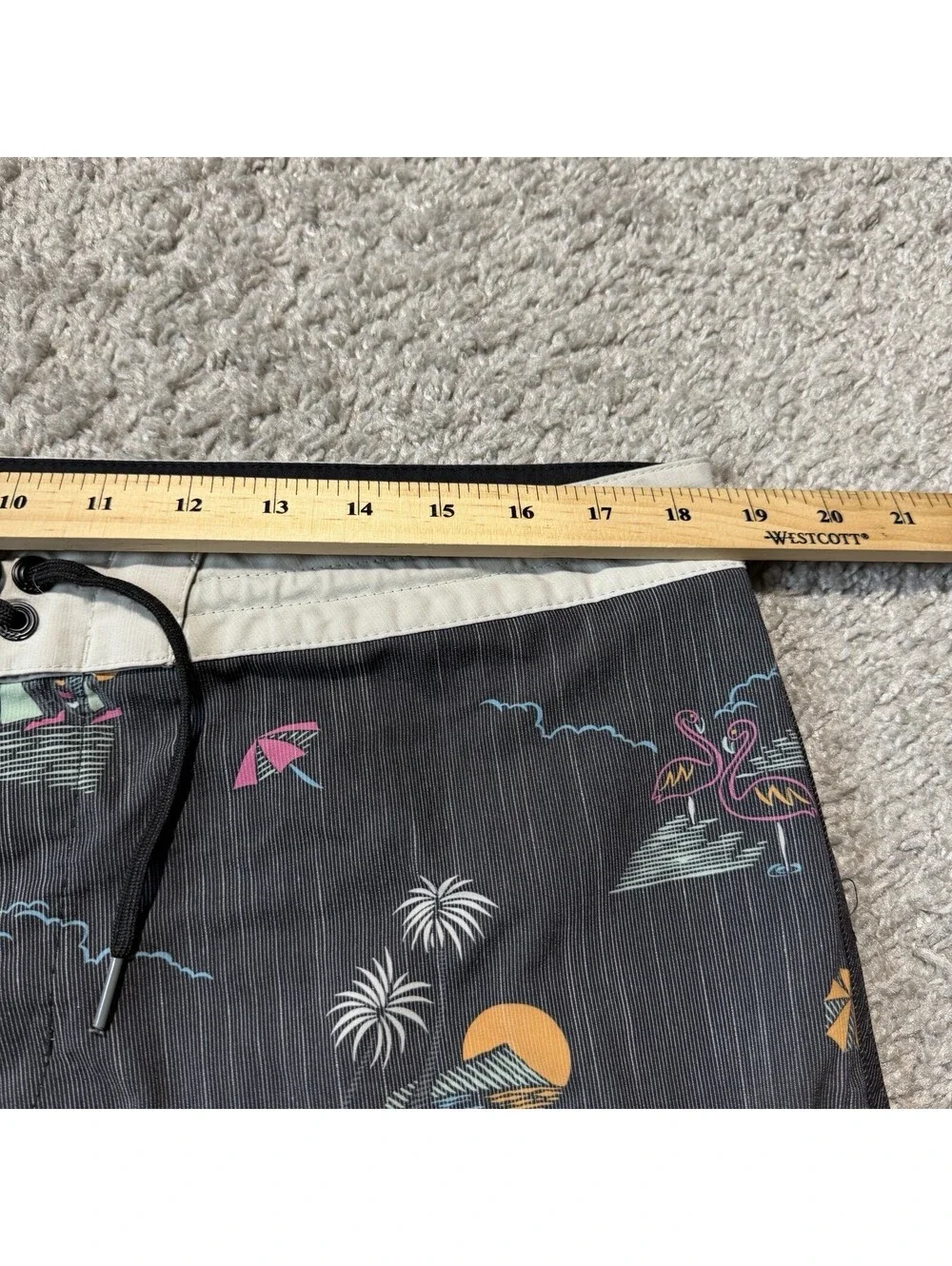Billabong Recycler 73 Lo Tide Flamingo Palm Tree Board Shorts Swim Trunks 36